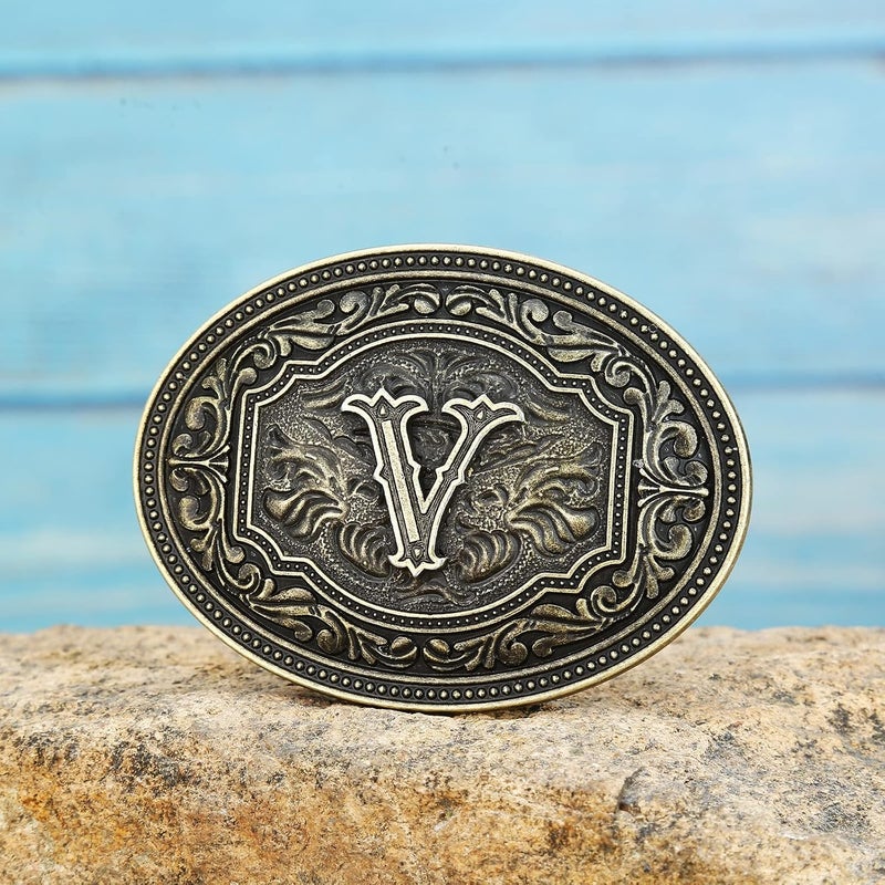 Fibbadet Store Belt Buckles Men Initial Letters A-Z Western Rodeo Cowboy Cowgirl Belt Buckle for Men Boys Halloween Birthday Party - Image 3